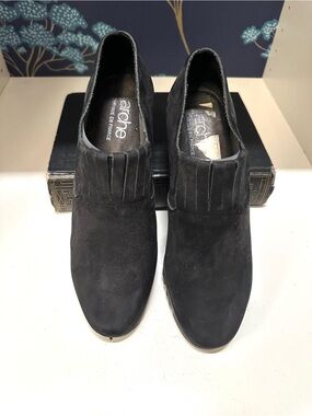 Arche Black Nubuck Suede Wedge Pumps Shoes EU 37 Made in France